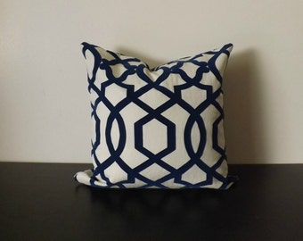 Iman Luna Decorative Pillow Cover, Cream and Navy Pillow Cover, Throw Pillow, Decor Pillow Cover, Toss Pillow, Accent Pillow, Lumbar Pillow
