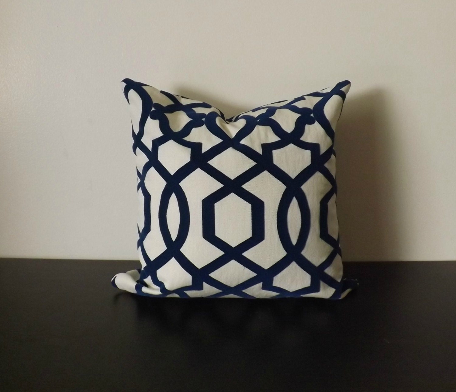 Iman Luna Decorative Pillow Cover Cream and Navy Pillow