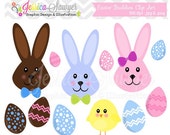 50% OFF - CLEARANCE, easter bunny clipart, easter egg clip art, chocolate bunnie, bowtie, chick graphic, for commercial use Il_170x135