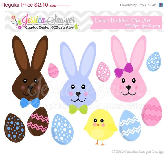 50% OFF - CLEARANCE, easter bunny clipart, easter egg clip art, chocolate bunnie, bowtie, chick graphic, for commercial use Il_570xn