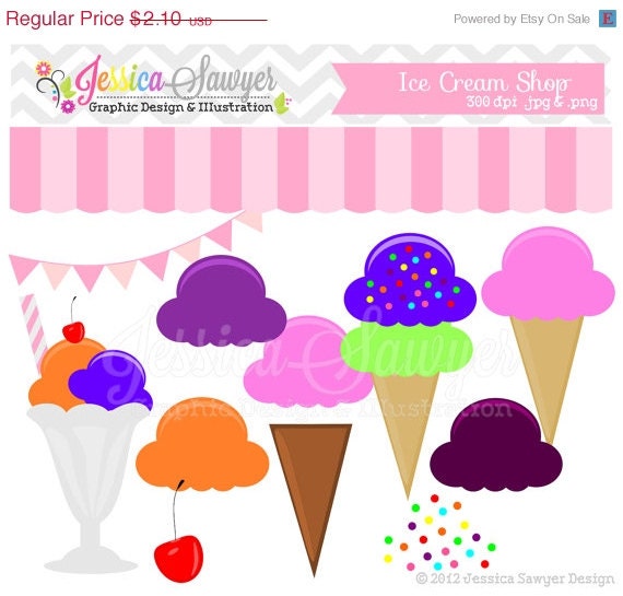 50% OFF - CLEARANCE, ice cream clip art - desert clipart - commercial use - digital scrapbook - card making - invitation design Il_570xn