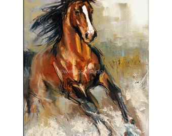 Items similar to Original Horse Painting, Stallion Painting, Equestrian ...