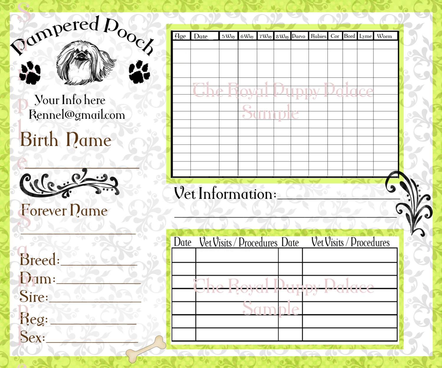 Dog Vaccination Record Printable Customize and Print