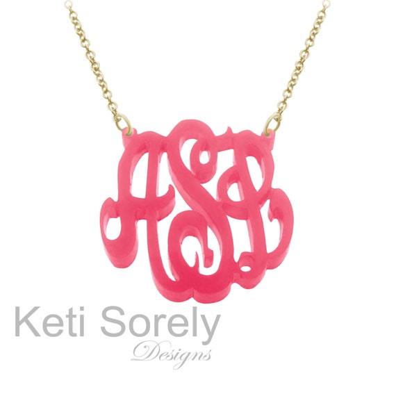 Monogram Necklace Script Initials Neckalce by KetiSorelyDesigns