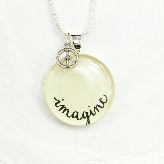 Imagine Necklace John Lennon Inspired Necklace with Peace