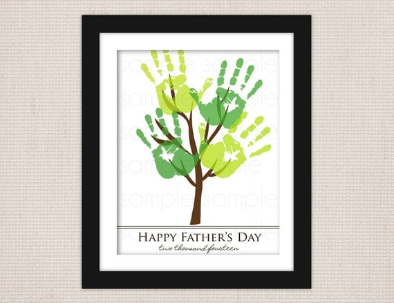 Items similar to DIY Father's Day 2014 Handprint Tree Keepsake Art ...