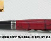 Ballpoint Pen Black Titanium Handmade Red Jasper TruStone