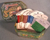 Vintage Metallic Embroidery Thread in Green Merry-go-round Horse Candy Tin