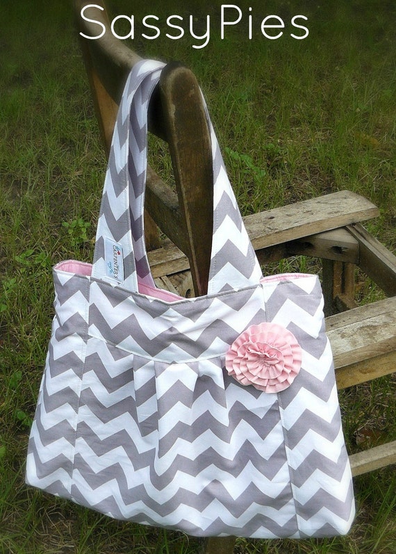 grey and pink purse