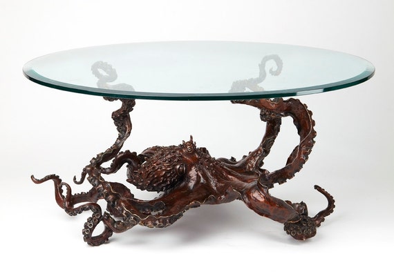 Bronze sculpture octopus coffee table