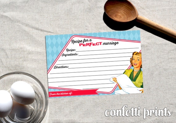 Retro Housewife Recipe Card - PERFECT HOUSEWIFE Printable Il_570xn
