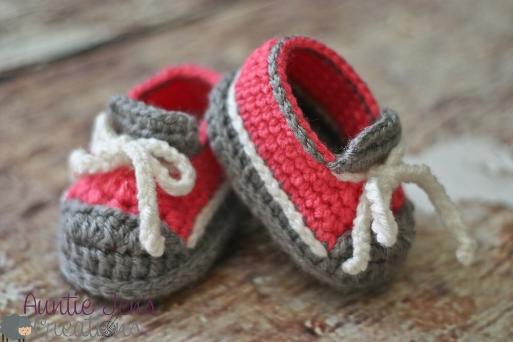 Crochet Baby Sneakers size 3-6 months by AuntieJensCreations