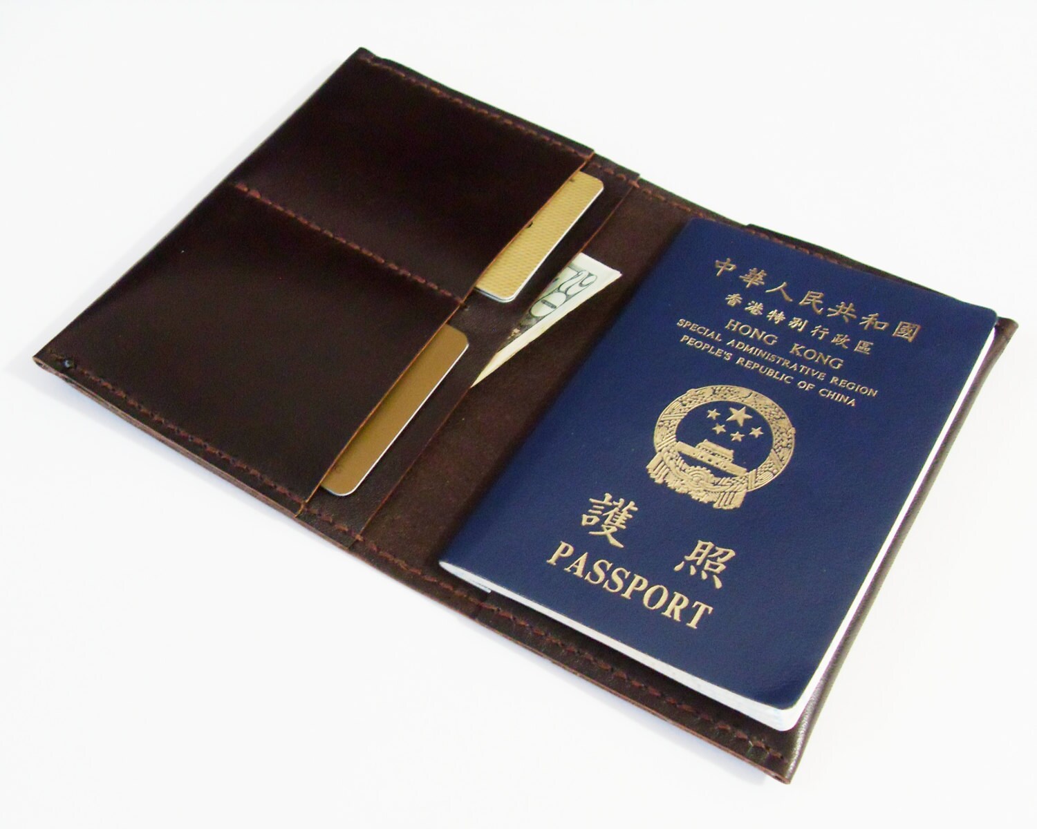 Monogrammed Leather Passport Wallet