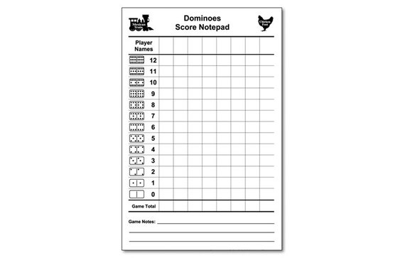 Mexican Train Chicken Foot Dominoes Score Pad 5.5 x