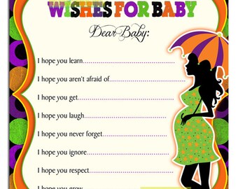 Halloween Baby Shower Wishes for Baby Card - Halloween Baby Shower Games - Halloween Wishes for Baby card - Baby shower halloween games