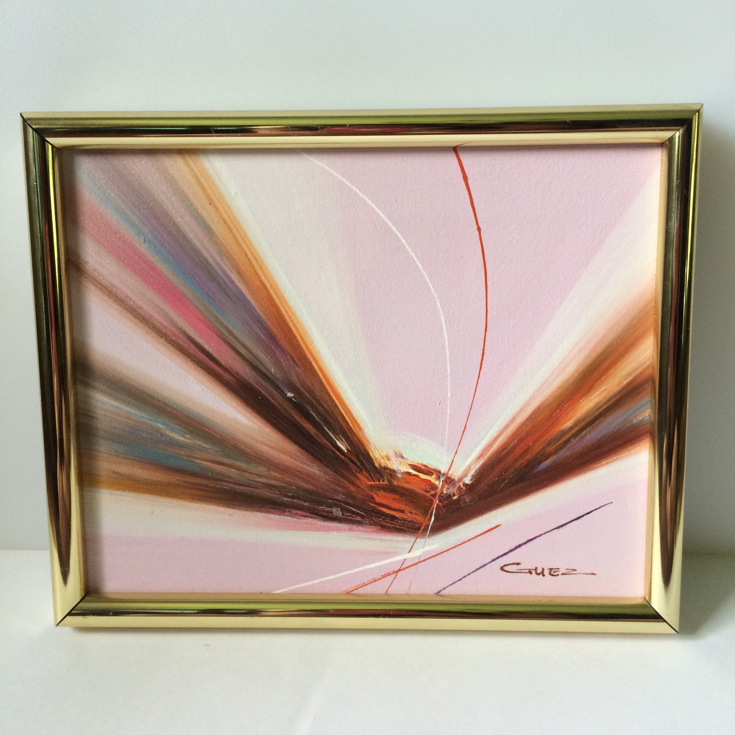 Pink 1980s oil painting pink abstract art by Callaina on Etsy