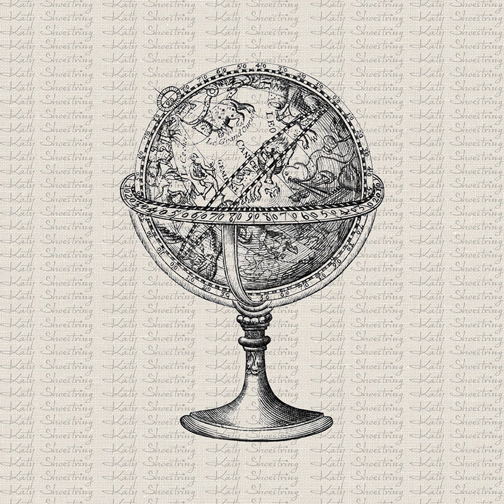 Vintage globe, Digital graphics, Art