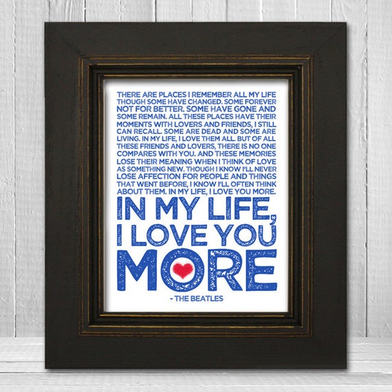 In My Life 8x10 Beatles Song Lyric Print The Beatles Music