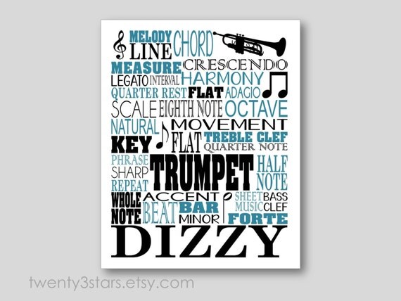 Trumpet Typography Art Print