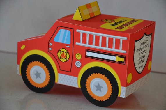Fire Truck Favor Box Template Free Printables