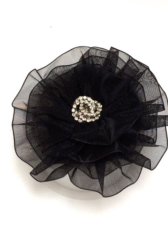 Black Magnetic Brooch Black Flower Magnetic Scarf Pin