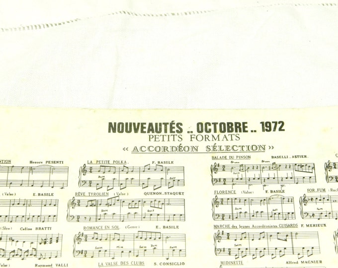 Vintage French Accordion Sheet Music from the 1960 / Musical / French Songs / Notes / Instrament / France / Playing / Singing /