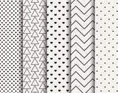 60% OFF SALE Digital Paper Instant Download Black and White Scrapbooking Paper Paper Supplies Valentines Day Supplies Il_170x135