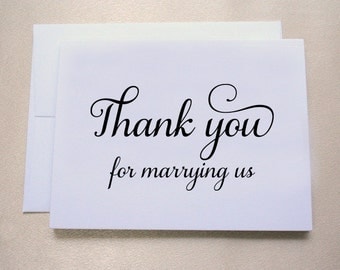 Thank you for marrying us / Thank you card to officiant / Wedding Day Card / Shimmer Cardstock