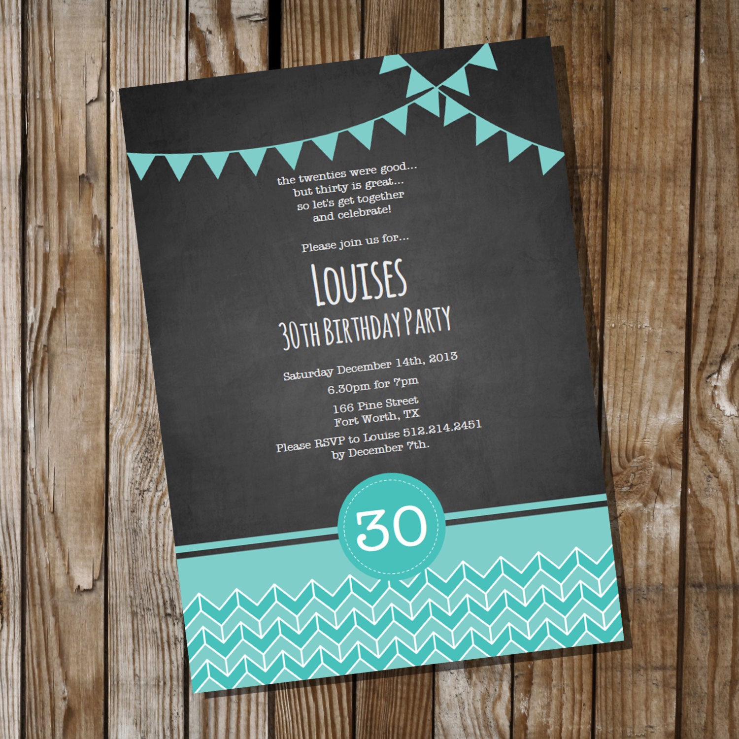 Teal Birthday Invitations 3