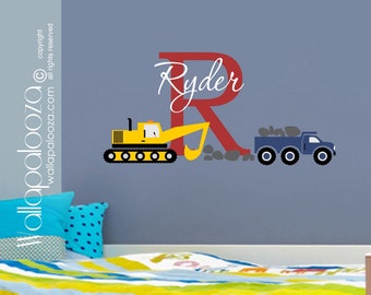 Construction Wall Decal - Nursery Wall Decal - Boys Room Wall Decal - Construction decal - Truck wall decal - truck wall decor - Wall Decal
