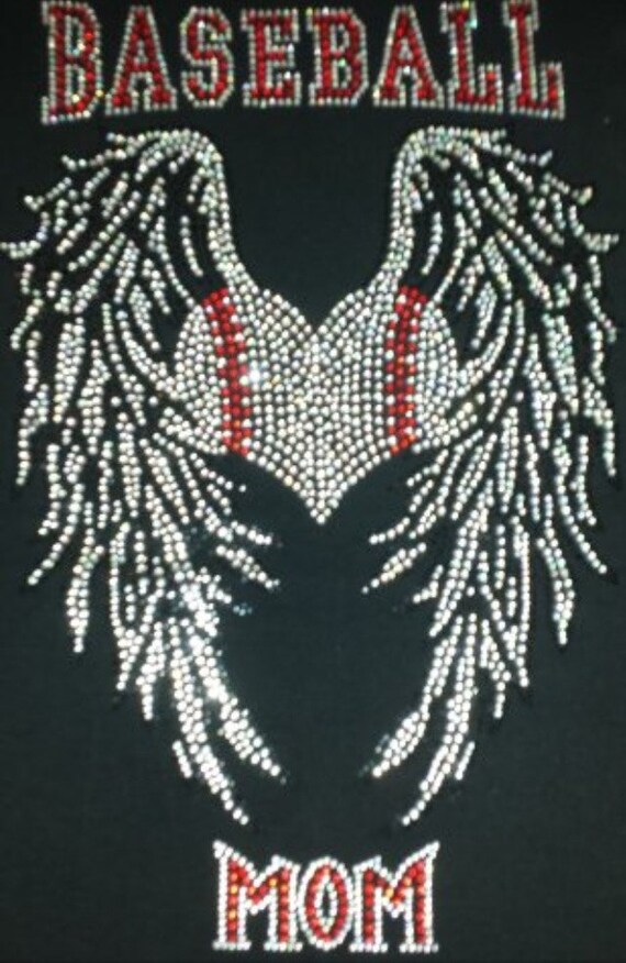 Items similar to Plus size Baseball Wings Mom Rhinestone Bling Shirt on Etsy