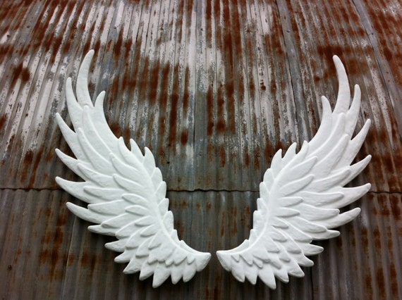 Items similar to hand sculpted pair of angel wings wall art on Etsy