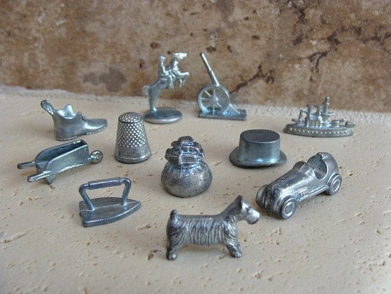 11 Monopoly Game Pieces Includes Retired Iron