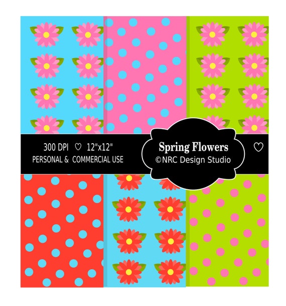 SALE - Spring Flowers Digital Paper Pack - Printable Spring Flower Garden Papers for Personal and Commercial Use Il_570xn