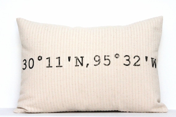 Mother's Day Gift Personalized Longitude / Latitude Pillow