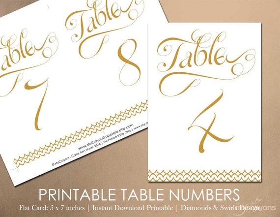 Items similar to Instant Download Printable Table Numbers ...