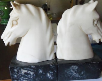 Alabaster Horse Head Bookends