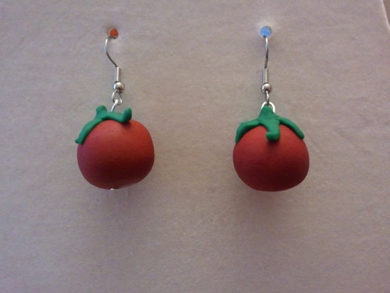 Polymer Clay Tomato Earrings