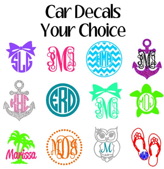 Monogram Car Decals, Window Sticker