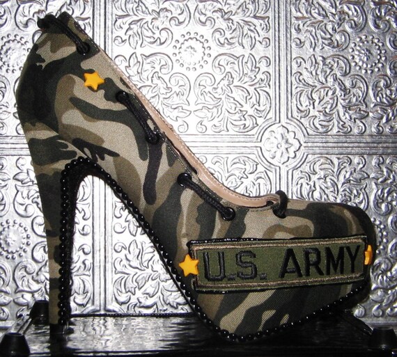 army green platform heels