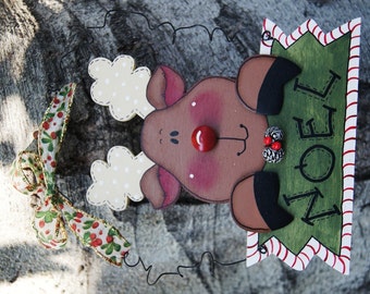 Rudolph Hanging Christmas Sign Decoration - Wreath Decoration- Christmas Tree Decoration - Wall or Door Hanging