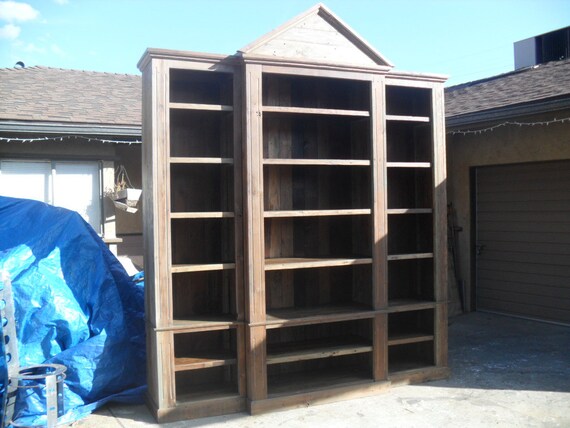Large bookcase custom made in the USA from reclaime wood