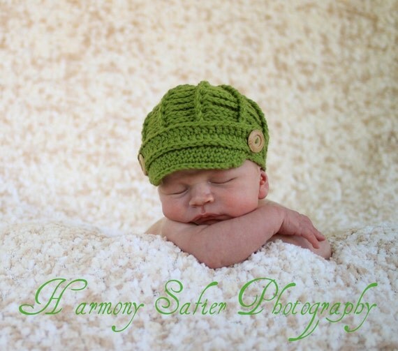 PDF Newsboy Hat PATTERN - Baby Newsboy Hat - Crochet ...
