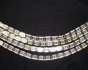 vintage WHITE LEATHER rock star punk goth metal 4 chain hook BELT 80s la-2503