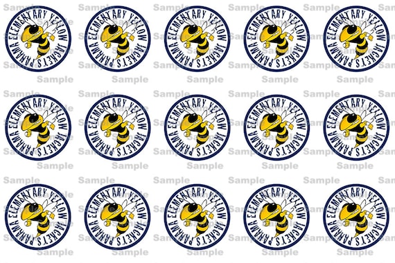 Panama Elem. Yellow Jackets Mascot -- 1 inch circle 4x6 Digital Bottle Cap Collage -- INSTANT DOWNLOAD by Gloria's Digi Cards Il_570xn
