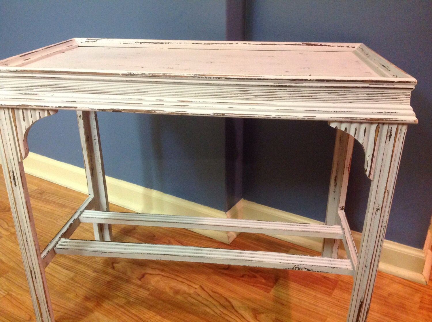 Vintage End Table Coffee Table Upcycled a Very Light Blue