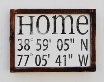 House Warming Gift, Latitude Longitude Sign, Custom Wood Sign, Bridal Shower Gift, Wedding Gift, Anniversary gift, Home Decor Sign