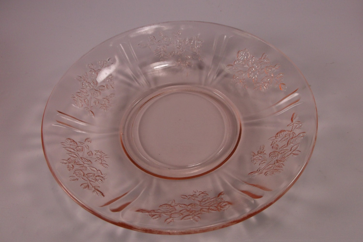 Federal Depression Glass “Sharon Cabbage Rose” Pattern Pink Saucer ...