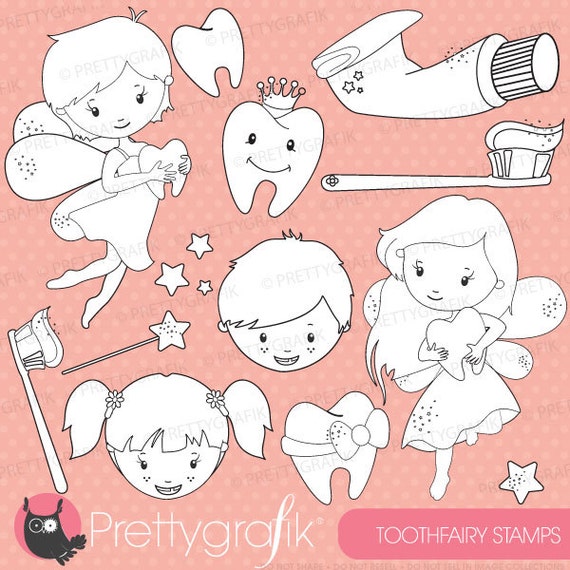 Tooth fairy stamp commercial use, vector graphics, digital stamp, digital images - DS625 Il_570xn