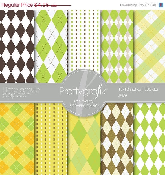 80% OFF SALE Lime argyle digital paper, commercial use, scrapbook papers, background - PS515 Il_570xn